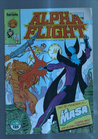 Alpha Flight volumen 1 numero 16: La alquimia y el amor (roto lado superior cubierta segun imagen)