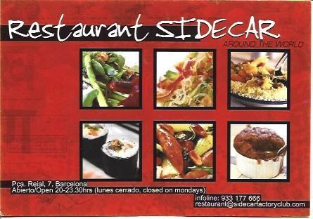 POSTAL A5842: Publicidad restaurante Sidecar en Barcelona