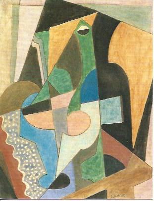 POSTAL A5972: Bodegon con frutero azul, por Maria Blanchard