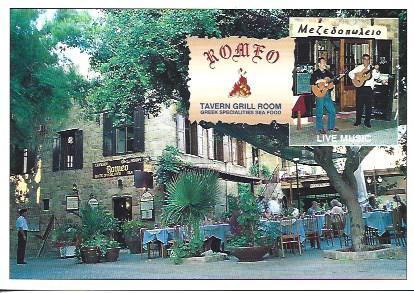 POSTAL A5878: Tavern Grill Romeo en Rodas, Grecia