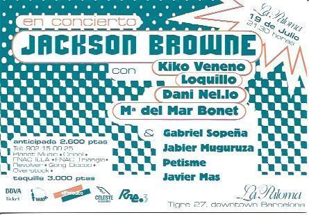 POSTAL A5617: Concierto Jackson Browne en La Paloma de Barcelona