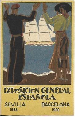POSTAL A5542: Exposicion General Española. Barcelona y Sevilla 