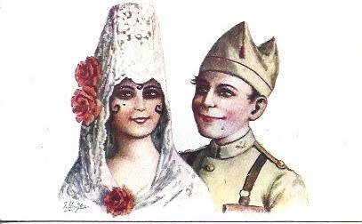 POSTAL A5555: Manola y soldado, por J. Ibañez
