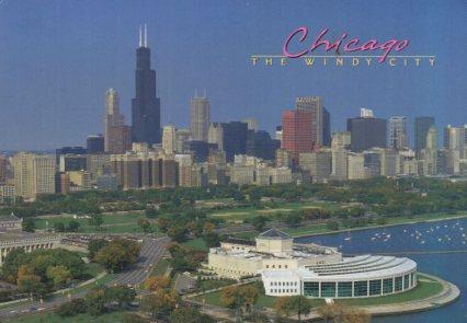 POSTAL PV07141: Views of Sears Tower and Shedd Aquarium, Chicago