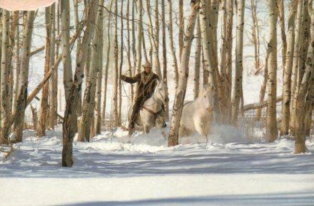 POSTAL PV07221: Publicidad Marlboro World. Vaquero cabalgando en la nieve