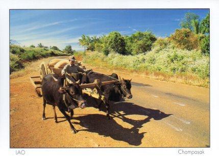 POSTAL PV07070: A common transportation cart, Champasak, Lao