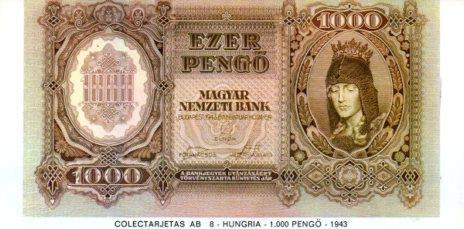 POSTAL PV07359: Colectarjetas AB 8 - Hungria 1000 pengo 1943