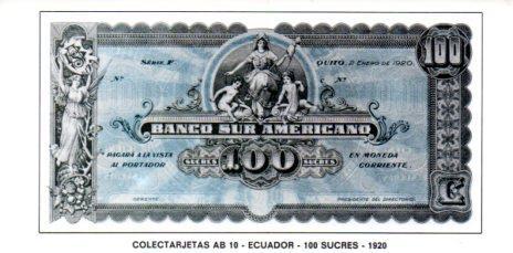 POSTAL PV07361: Colectarjetas AB 10 - Ecuador 100 sucres 1920