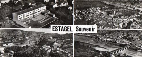 POSTAL PV07386: Estagel. Le Groupe Scolaire, vue generale et le Pont Neuf