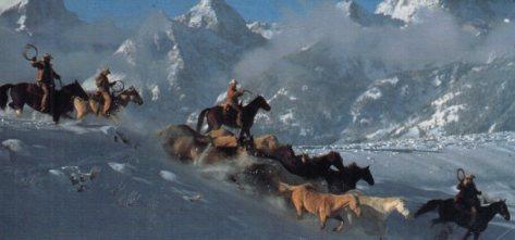 POSTAL PV07372: Publicidad Marlboro world vaqueros cabalgando junto a caballos
