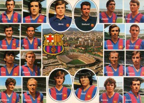 POSTAL PV07311: Equipo C. F. Barcelona con Cruyff y Sotil