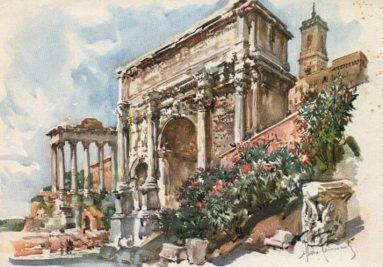 POSTAL PV07623: Arco di Settimio Severo, Roma. Acquarello di Aldo Raimondi