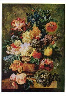 POSTAL PV07689: Flowers in a Vase by P. Theodorus van Brussel