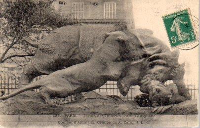 POSTAL PV08105: Paris. Jardin des Tulleries Porte Castiglione (combat d'animaux)
