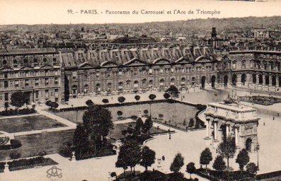 POSTAL PV08136: Panorama du Carrousel et l'Arc de Triomphe, Paris