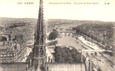 POSTAL PV08014: Panorama de la Seina, vue prise de Notre-Dame, Paris