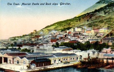 POSTAL PV08026: The Town, Moorish Castle and Dock slips, Gibraltar