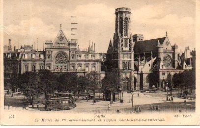 POSTAL PV08076: La Mairie du 1er arrondissement et l'Eglise Saint-Germain-l'Auxerrois, Paris