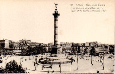 POSTAL PV08056: Place de la Bastille et Colonne de Juillet, Paris
