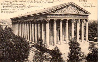 POSTAL PV08244: Madeleine Church, Paris