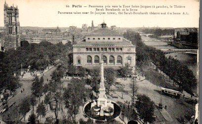 POSTAL PV08176: Panorama pris vers la Tour Saint-Jacques, le Theatre Sara Bernhardt et la Seine, Paris