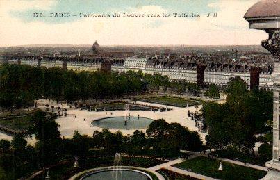 POSTAL PV08168: Panorama du Louvre vers les Tulleries, Paris