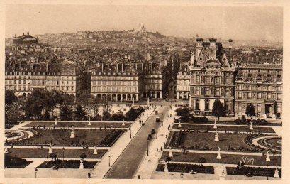 POSTAL PV08211: Perspective sur les Jardins des Tuileries, la Butte Montmartre et le Sacre-Coeur, Paris