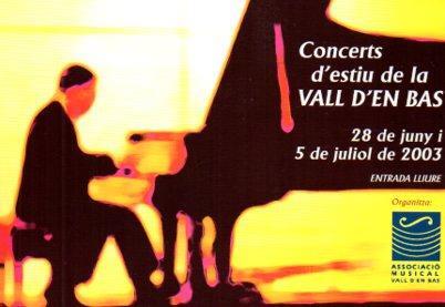 POSTAL PV07821: Concerts d'estiu de la Vall d'en Bas, juny i juliol 2003