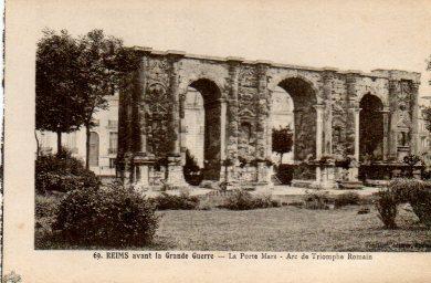 POSTAL PV07974: La Porte Mars - Arc de Triomphe Romain, Reims avant la Grande Guerre