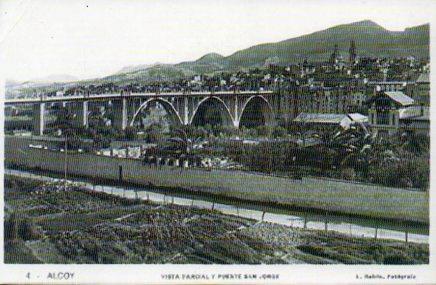 POSTAL PV07927: Vista parcial y puente en Alcoy, Alicante (ver descripcion)