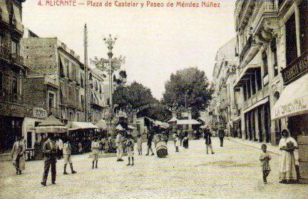 POSTAL PV07906: Plaza de Castelar y Paseo de Mendez Nuñez, Alicante (ver descripcion)