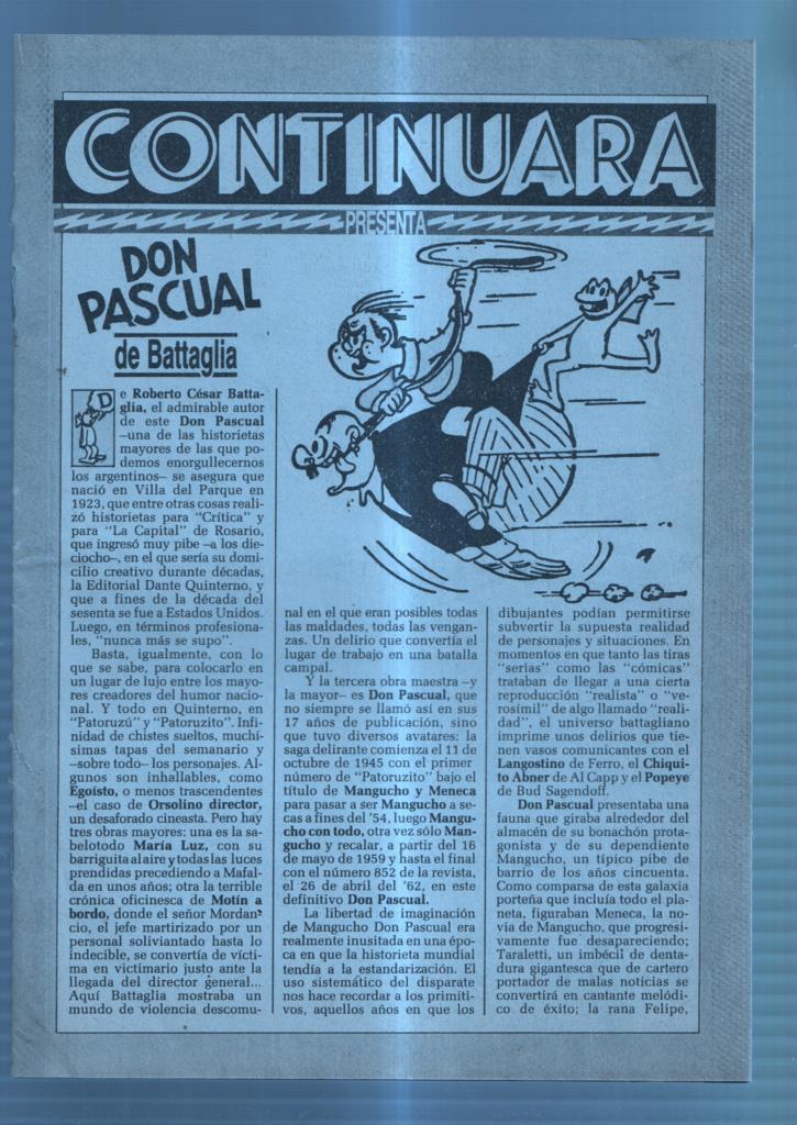 Fanzine:  Continuara presenta. DON PASCUAL de Battaglia