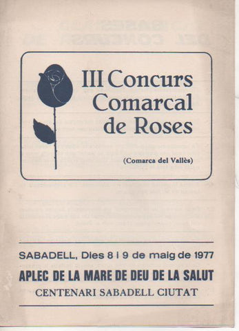 Varios E00565: III Concurs Comarcal de Roses. Aplec de la Mare de Déu de la Salut. Sabadell 1977