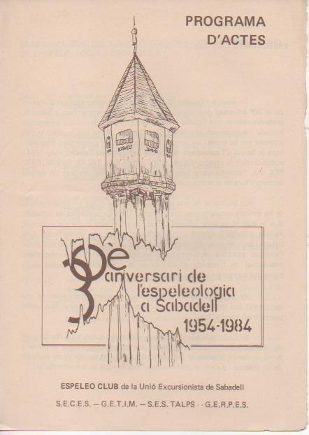 Varios E00531: 30é Aniversari de l'Espeleologia a Sabadell 1954-1984