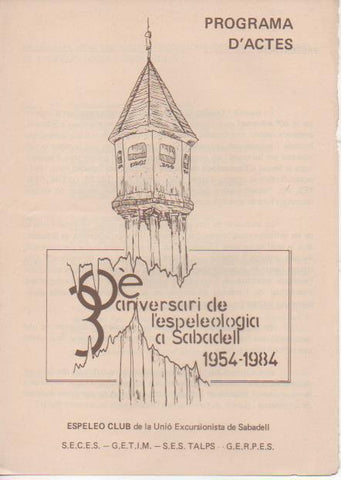 Varios E00531: 30é Aniversari de l'Espeleologia a Sabadell 1954-1984