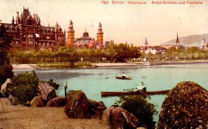 POSTAL PV08639: Zurich - Alpenquai. Rotes Schloss und Tonhalle