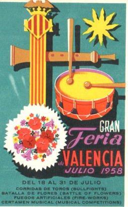 POSTAL PV08742: Cartel Gran Feria de Valencia Julio 1958