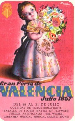POSTAL PV08741: Cartel Gran Feria de Valencia Julio 1957