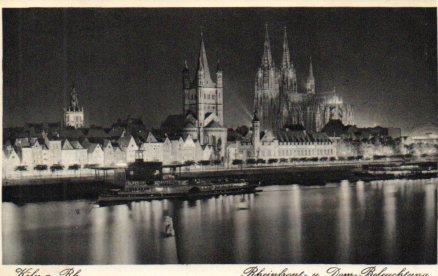 POSTAL PV08722: Rheinfront - u Dom-Beleuchtung, Koln a. Rh.