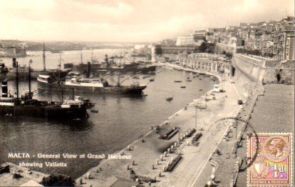 POSTAL PV08373: General View of Grand Harbour showing Valletta Malta