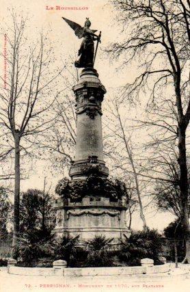 POSTAL PV08338: Monument de 1870 aux Platanes, Perpignan