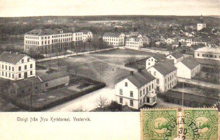 POSTAL PV08520: Atsigt fran Nya Kyrktornet, Vestervik
