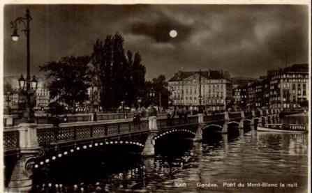 POSTAL PV08496: Pont du Mont Blanc la nuit, Geneve