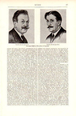 LAMINA V29060: Retratos de Alvarez Quintero por B. de Pantorba