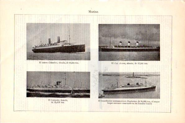 LAMINA V28978: Trasatlanticos Columbus, Cap Arcona, Lafayette y Manhattan