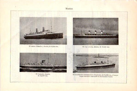 LAMINA V28978: Trasatlanticos Columbus, Cap Arcona, Lafayette y Manhattan
