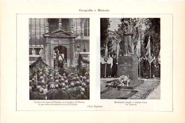 LAMINA V28962: Entierro mariscal Pilsudki y Monumento a madame Curie en Varsovia