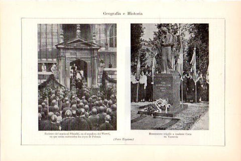 LAMINA V28962: Entierro mariscal Pilsudki y Monumento a madame Curie en Varsovia