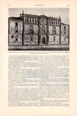 LAMINA V28989: Fachada de la Universidad de Alcala de Henares octubre 1935