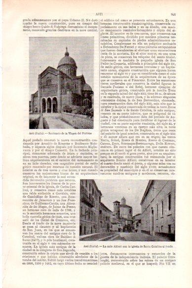 LAMINA V29204: Calle y Santuario de la Virgen del Portone en Asti, Italia